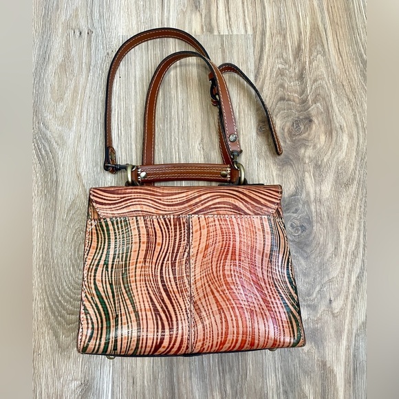 Patricia Nash Simona Wavy Stripe Leather Satchel w/matching Reiti Wallet EUC - Picture 5 of 10